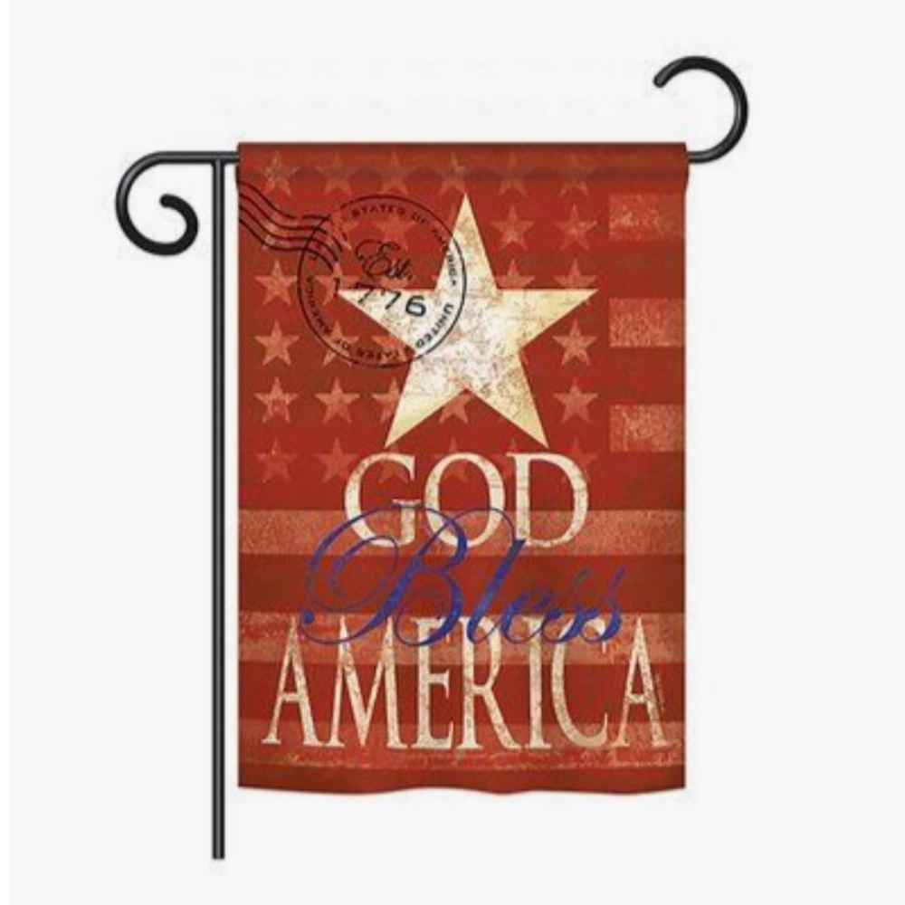 Garden Flag 2-Sided NEW God Bless America Breeze Decor Red